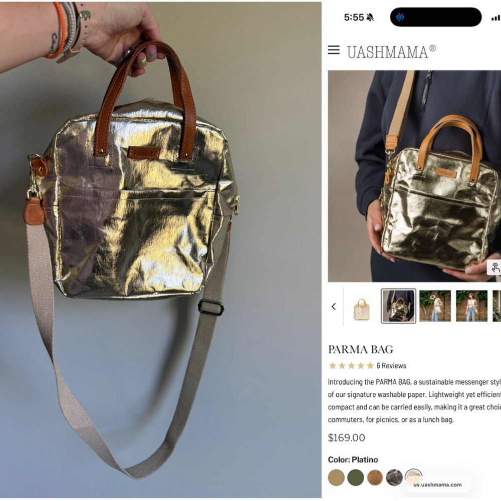 UASHMAMA Parma Crossbody Bag in Platino Metallic Gold